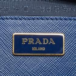 Pre Owned Prada Blue Saffiano Lux Leather Medium Galleria Tote