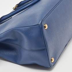 Pre Owned Prada Blue Saffiano Lux Leather Medium Galleria Tote