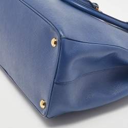 Pre Owned Prada Blue Saffiano Lux Leather Medium Galleria Tote