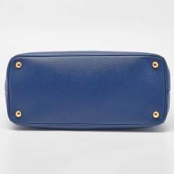 Pre Owned Prada Blue Saffiano Lux Leather Medium Galleria Tote