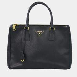 Prada Saffiano Medium Executive Tote Bag, Black (Nero), Double Zip Tote Bag