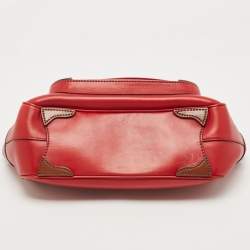 Pre Owned Prada Red Leather Buckle Shoulder Bag