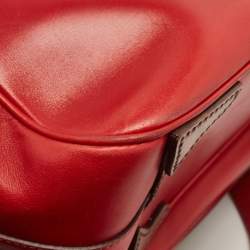 Pre Owned Prada Red Leather Buckle Shoulder Bag