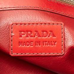 Pre Owned Prada Red Leather Buckle Shoulder Bag