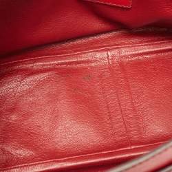 Pre Owned Prada Red Leather Buckle Shoulder Bag