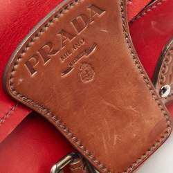 Pre Owned Prada Red Leather Buckle Shoulder Bag