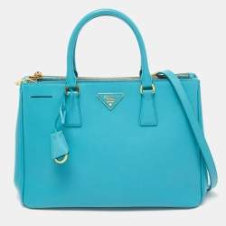 PRADA Galleria bag tote bag blue leather Guarantee Shoulder Strap