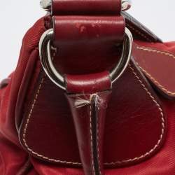 Pre Owned Prada Red Nylon and Leather Shoulder Bag