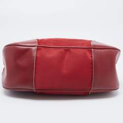 Pre Owned Prada Red Nylon and Leather Shoulder Bag