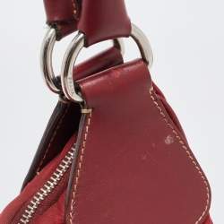 Pre Owned Prada Red Nylon and Leather Shoulder Bag