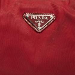 Pre Owned Prada Red Nylon and Leather Shoulder Bag