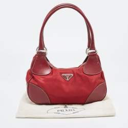 Pre Owned Prada Red Nylon and Leather Shoulder Bag