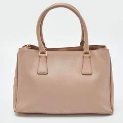 Pre Owned Prada Cammeo Saffiano Lux Leather Zip Galleria Tote