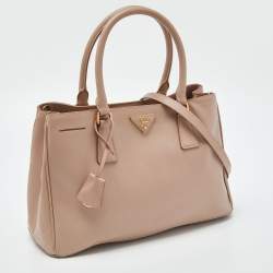 Pre Owned Prada Cammeo Saffiano Lux Leather Zip Galleria Tote