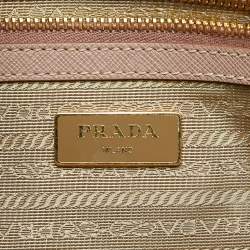 Pre Owned Prada Cammeo Saffiano Lux Leather Zip Galleria Tote