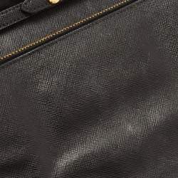 Prada Black Saffiano Lux Leather Logo Flap Clutch Bag