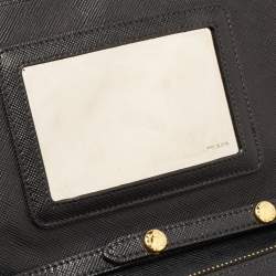 Prada Black Saffiano Lux Leather Logo Flap Clutch Bag