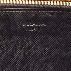Prada Black Saffiano Lux Leather Logo Flap Clutch Bag