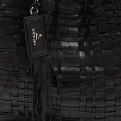 Pre Owned Prada Black Woven Leather Shopper Tote