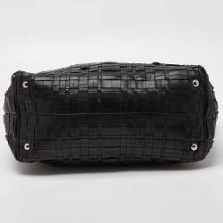 Pre Owned Prada Black Woven Leather Shopper Tote