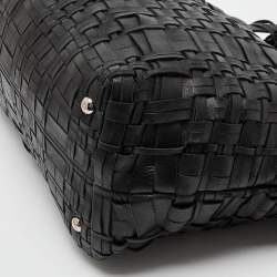 Pre Owned Prada Black Woven Leather Shopper Tote