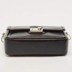 Pre Owned Prada Black Saffiano Patent Leather Sound Chain Shoulder Bag