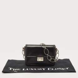 Pre Owned Prada Black Saffiano Patent Leather Sound Chain Shoulder Bag
