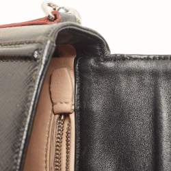 Pre Owned Prada Black Saffiano Patent Leather Sound Chain Shoulder Bag