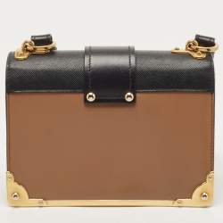 Prada Black/Brown Leather Cahier Shoulder Bag