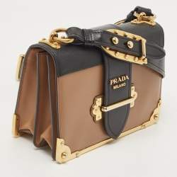 Prada Black/Brown Leather Cahier Shoulder Bag