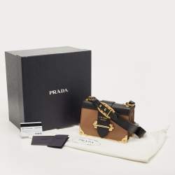 Prada Black/Brown Leather Cahier Shoulder Bag