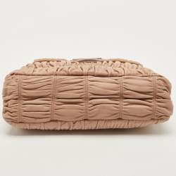 مملوكة مسبقًا Prada Beige Gaufre Leather Logo Flap Chain Shoulder Bag