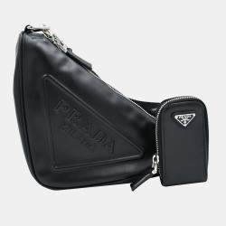 Pre Owned Prada Black Leather Triangle Bag