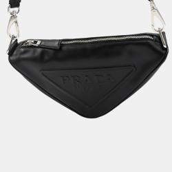 Pre Owned Prada Black Leather Triangle Bag
