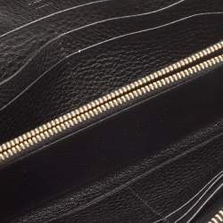 Pre Owned Prada Black Vitello Daino Leather Logo Zip Around Continental Wallet