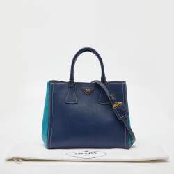 Pre Owned Prada Blue/Turquoise Saffiano Lux Leather Galleria Tote