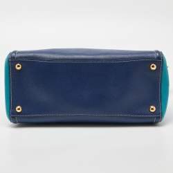 Pre Owned Prada Blue/Turquoise Saffiano Lux Leather Galleria Tote