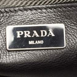 Pre Owned Prada Black Leather Medium Twin Pocket Double Handle Tote