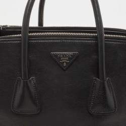 Pre Owned Prada Black Leather Medium Twin Pocket Double Handle Tote