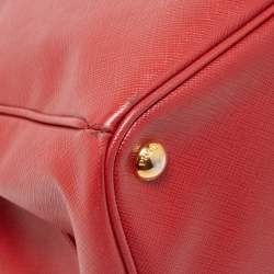 Prada  Red Saffiano Lux Leather Large Galleria Double Zip Tote