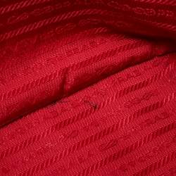 Pre Owned Prada  Red Saffiano Lux Leather Large Galleria Double Zip Tote