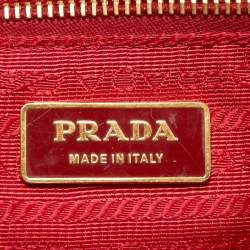 Prada  Red Saffiano Lux Leather Large Galleria Double Zip Tote