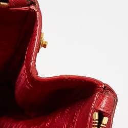 Pre Owned Prada  Red Saffiano Lux Leather Large Galleria Double Zip Tote