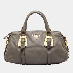 Prada Grey Leather logo Handbag