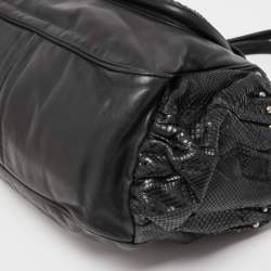 Pre Owned Prada Black Python, Lizard and Leather Buckle Pocket Tote