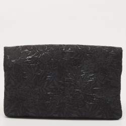Prada Black Wool Foldover Clutch