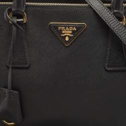 Pre Owned Prada Black Saffiano Lux Leather Small Galleria Tote