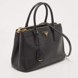 Pre Owned Prada Black Saffiano Lux Leather Small Galleria Tote