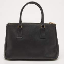 Pre Owned Prada Black Saffiano Lux Leather Small Galleria Tote