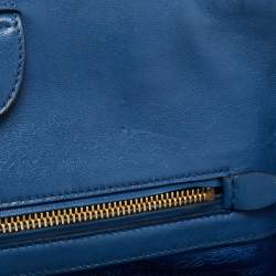 Pre Owned Prada Blue Leather Front Pocket Wing Tote